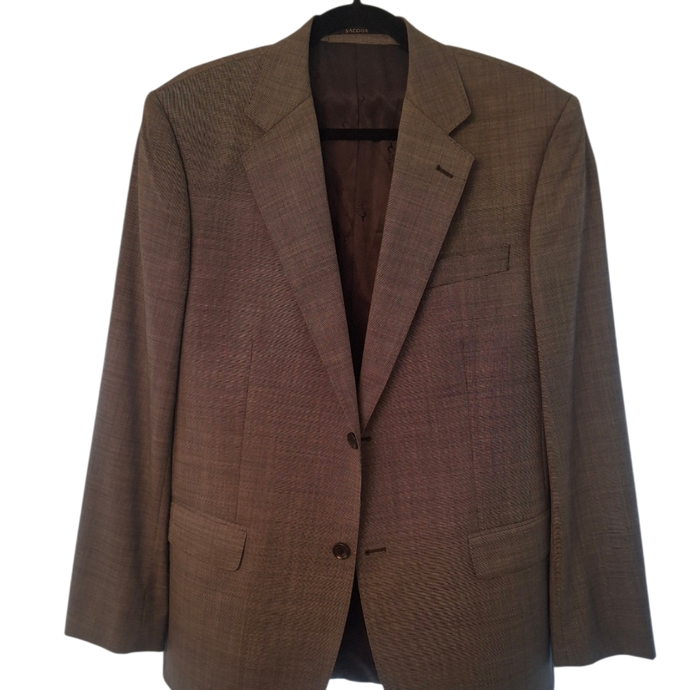 Sacoor Brothers Gray 100% Wool Two Button Regular fit Size: 42R USA/52 EU